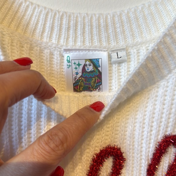 Queen of sparkles queen of diamonds sweater size large - Picture 2 of 6